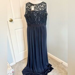 NWT Adrianna Papell Navy Lace Maxi Dress